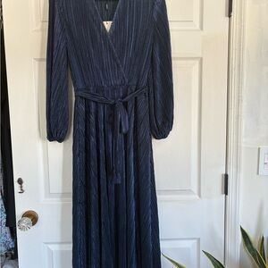 Bardot Navy Long Sleeve Wrap Dress